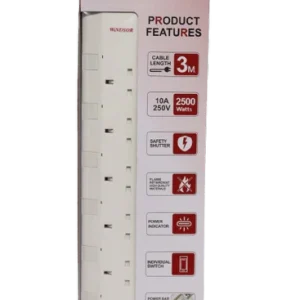 Windsor BS Extension Socket 6 Way 3 Meters